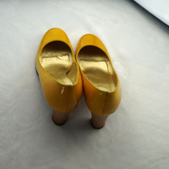 J.Crew Yellow Patent Leather Heels  Size 7  Made‎ in Italy - Picture 7 of 13